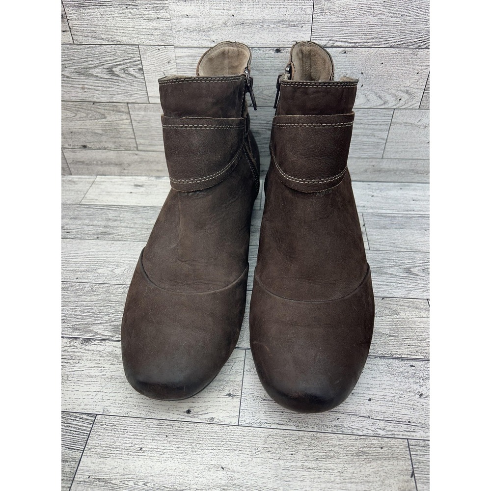 Taos Boots Womens Size 10 Brown Suede‎ Ankle Zip Comfort Shoes Low Heel IMG-2585